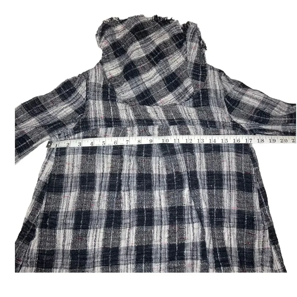 Free People Walk in the Park Plaid Burlap Cowl Pullover Tunic-XS
